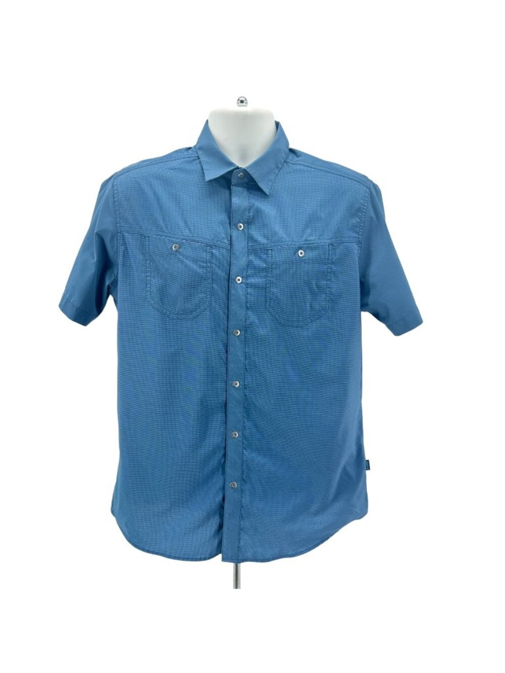 KUHL Mens Medium Shirt Stealth Snap Button Checker Blue Gray Lightweight Pockets